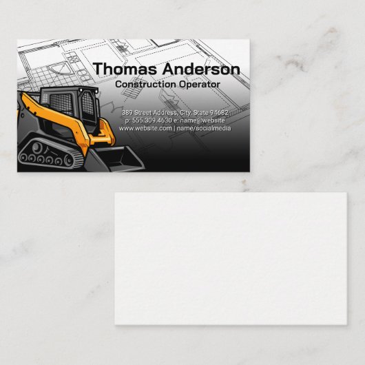 Skid Steer | Bouw | Blauwdrukken Visitekaartje (Voorkant / Achterkant)