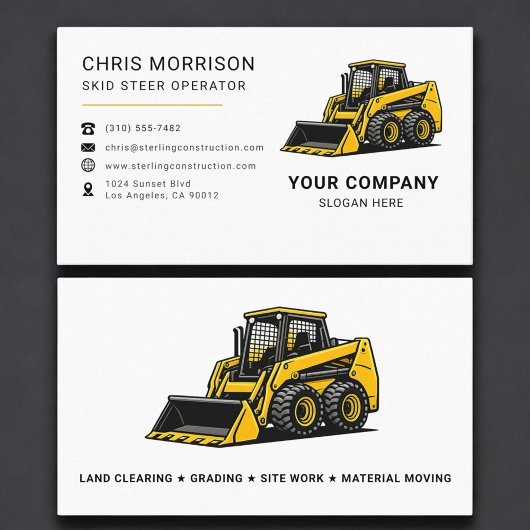 Skid Steer Construction Company Visitekaartje