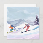 skidag | Waterverf Winter Mountain Kaart (Voorkant / Achterkant)