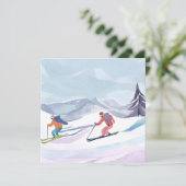 skidag | Waterverf Winter Mountain Kaart (Staand voorkant)