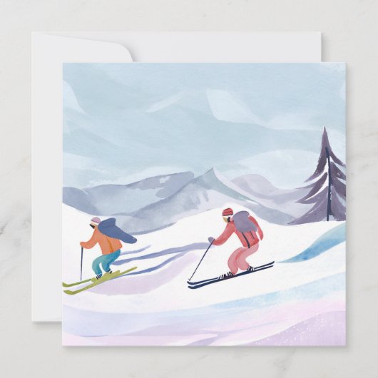 skidag | Waterverf Winter Mountain Kaart (Voorkant)