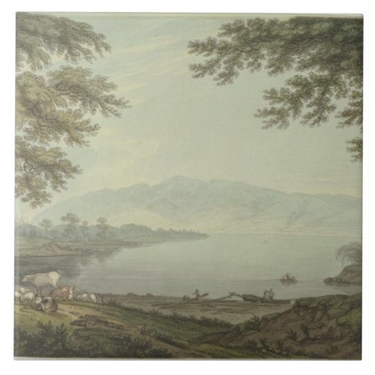 Skiddaw en Derwent Water (pen en inkt met overgewi Tegeltje (Voorkant)