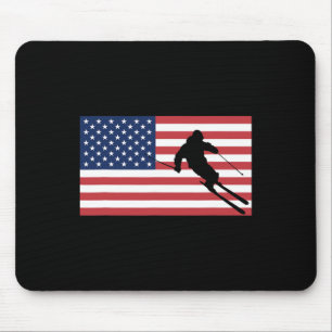 Skiën Amerikaanse Vlag Ski Skiër Mannen Vrouwen Sn Muismat
