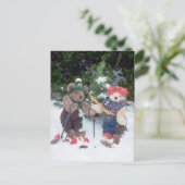 Skiën beren briefkaart (Staand voorkant)
