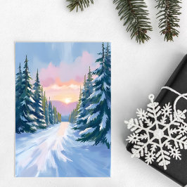 Skiën bij zonsondergang | Winter Berg Skivakantie Briefkaart