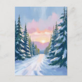 Skiën bij zonsondergang | Winter Mountain Ski Vaka Briefkaart (Voorkant)