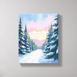 Skiën bij zonsondergang | Winterberg-skipad Canvas Afdruk
