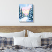 Skiën bij zonsondergang | Winterski-pad Canvas Afdruk (Insitu (Slaapkamer))
