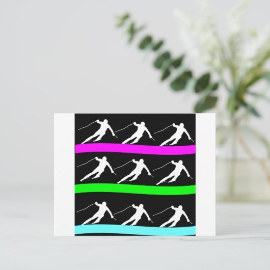 skiën briefkaart (Staand voorkant)