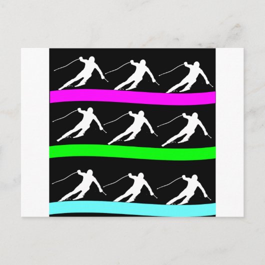 skiën briefkaart (Voorkant)