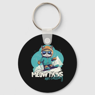 Skiën Cat Winter Sports Adventure Downhill Fun Voo Sleutelhanger