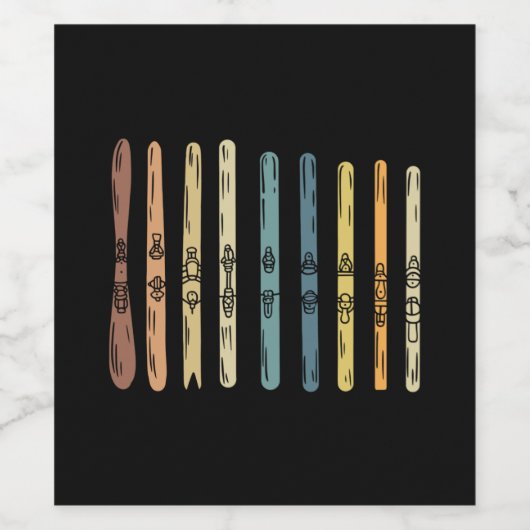 Skiën - Collectie van skistokken Wijn Etiket (Enkel label)