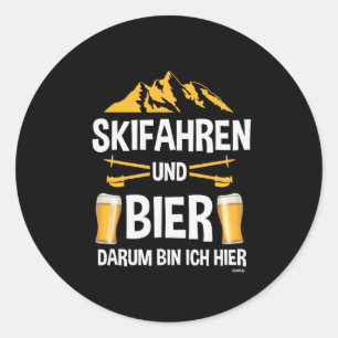 Skiën en bier Apres Ski Party Kostuum Winter Spo Ronde Sticker