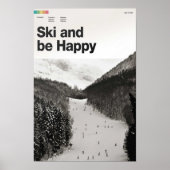 Skiën en gelukkig zijn - Skiing Art Print Poster (Voorkant)