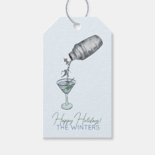 Skiën en martini's leuk tekenen cadeaulabel