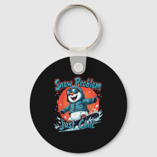 Skiën en snowboarden Funny Skier Snowboarder Sneeu Sleutelhanger