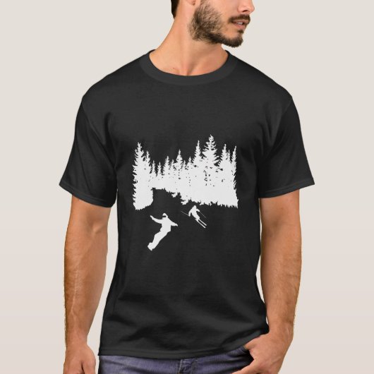 Skiën en snowboarden illustratie - Bosboom T-shirt (Voorkant)