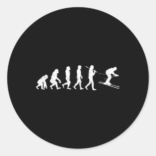 Skiën Evolutie Wintersport Afdaling Ski Snowboa Ronde Sticker