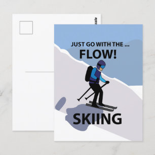 Skiën gaat gewoon met de flow skiën briefkaart