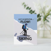 Skiën gaat gewoon met de flow skiën briefkaart (Staand voorkant)