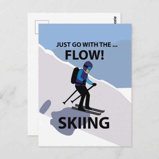 Skiën gaat gewoon met de flow skiën briefkaart (Voorkant / Achterkant)