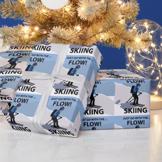 Skiën gaat gewoon met de flow skiën cadeaupapier (Feestdagen)