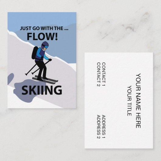 Skiën gaat gewoon met de flow skiën visitekaartje (Voorkant / Achterkant)