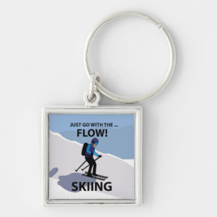 Skiën Gewoon Mee Met De Stroom Skiën Sleutelhanger