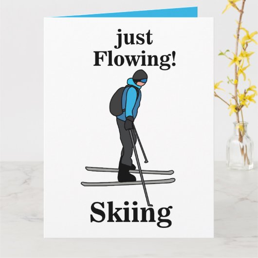 Skiën Gewoon Stromende Skiër Kaart (Gele Bloem)