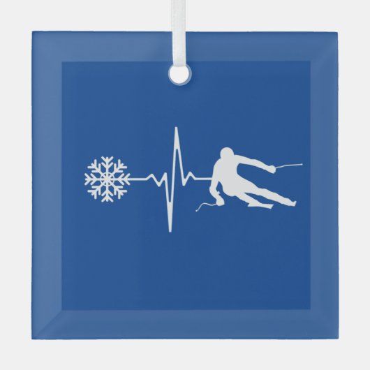 Skiën Glas Ornament (Voorkant)