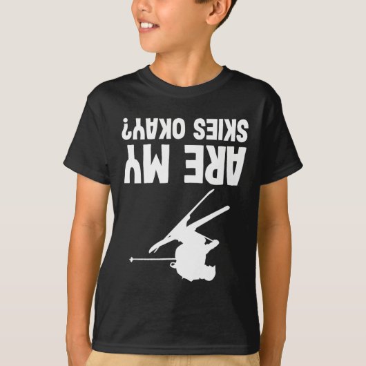 Skiën Grappig Ondersteboven Winter Sport Skiër T-shirt (Voorkant)