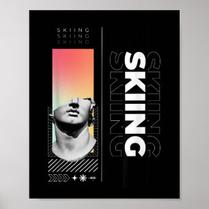 Skiën Grieks standbeeld Wintersport Sneeuwberg T- Poster