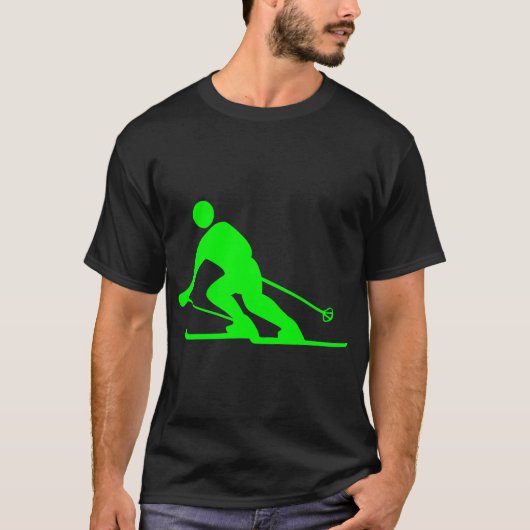 Skiën - Groen T-shirt (Voorkant)