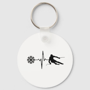 Skiën - Hartslag Skier Cadeau Sleutelhanger
