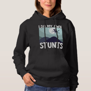 Skien ik doe m'n eigen stunts Skier Winter Sports Hoodie