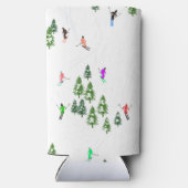 Skiën Illustratie Skiërs Ski Seltzer Blikjeskoeler (Achterkant)