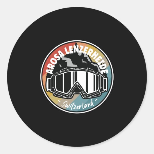 Skiën in Arosa Lenzerheide Zwitserland Ronde Sticker (Voorkant)