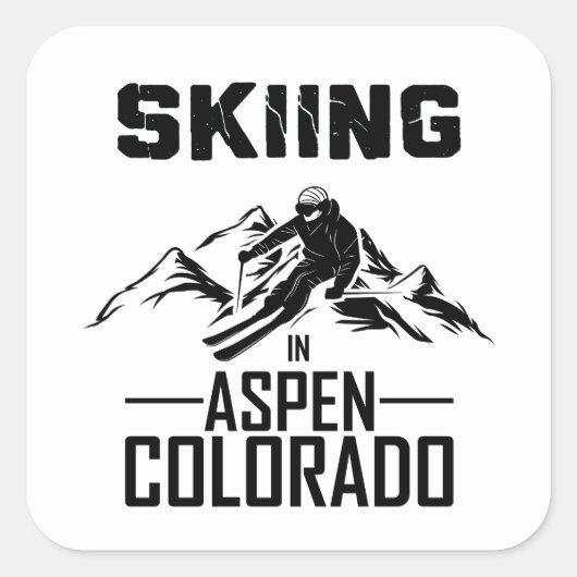 Skiën in Aspen, Colorado Vierkante Sticker (Voorkant)