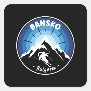 Skiën in Bansko Bulgaria Blue Vierkante Sticker