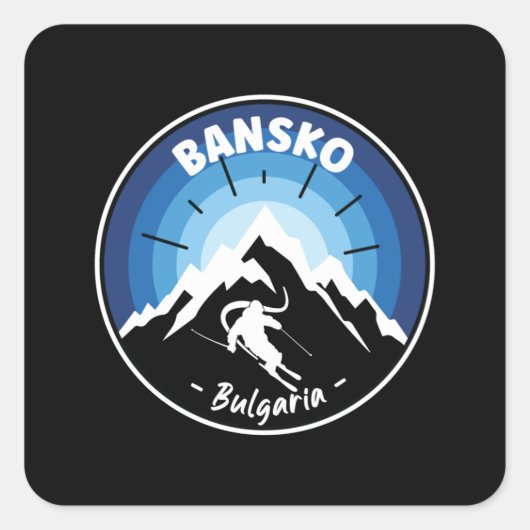 Skiën in Bansko Bulgaria Blue Vierkante Sticker (Voorkant)