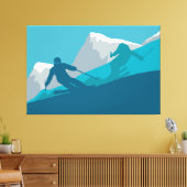 Skiën in bergen - Skiers Canvas Afdruk (Insitu (Woonkamer))