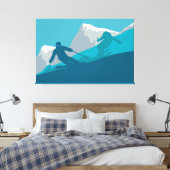 Skiën in bergen - Skiers Canvas Afdruk (Insitu (Slaapkamer))
