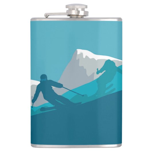 Skiën in bergen - Skiers Heupfles (Voorkant)