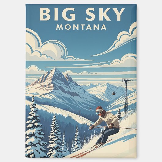 Skiën in Big Sky Montana Reizen Magneet (Voorkant)
