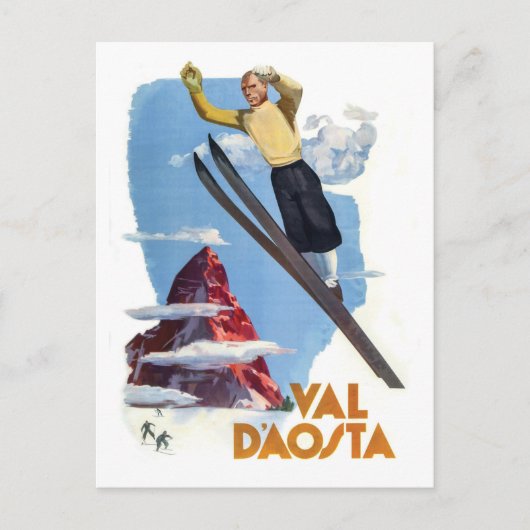 Skiën in de Aostavallei Briefkaart (Voorkant)