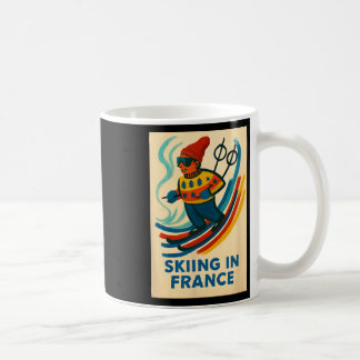 Skiën in Frankrijk Retro Reisposter Stijl Koffiemok
