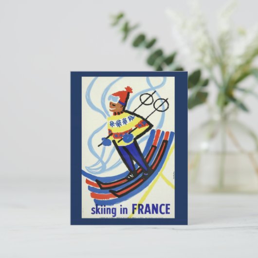  skiën in Frankrijk Travel Briefkaart (Staand voorkant)