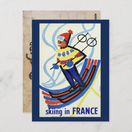  skiën in Frankrijk Travel Briefkaart (Voorkant / Achterkant)