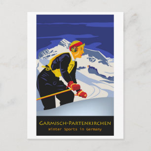 Skiën in Garmisch-Partenkirchen, Duitsland Briefkaart