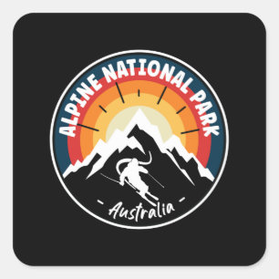 Skiën in het alpiene nationale park Australië Vierkante Sticker